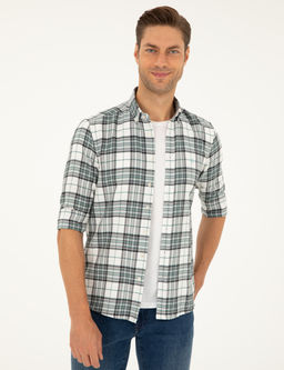 Su Ye_ili Ekose Slim Fit Uzun Kollu G_mlek