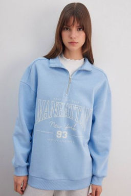 Regular Fit Bisiklet Yaka Ici Yumusak Tuylu Kal?n Sweatshirt Tunik