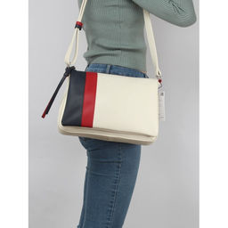 Сумка женская искусственная кожа ADEL-230/6в/ММ, 5отд. плеч/рем. беж/синий/красный флотер 258906 - Adelia фото 5