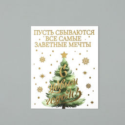 Цена за 5 шт. Открытка на акварельном картоне «С Новым годом», тиснение, 10.5×8.5 см