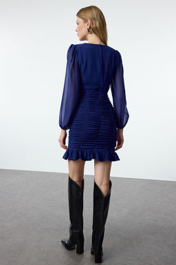 TRENDYOLMILLA Murdum Duz Buzgu / Drape Mini Dokuma Elbise TWOAW23EL01044  фото 5