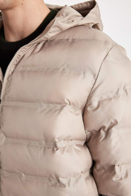 Облегающее водоотталкивающее пальто с капюшоном - Defacto фото 5