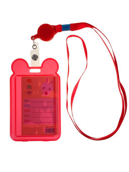 Бейдж для пропуска с рулеткой и лентой, цвет красный - Greta фото 2