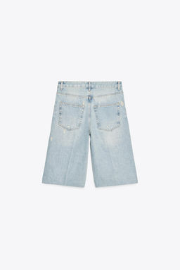 TRF RIPPED MID-RISE DENIM JORTS - Zara фото 7