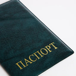 Цена за 2 шт. Обложка для паспорта, тиснение золотого цвета, зелёная