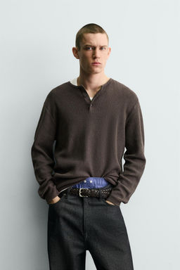 HENLEY NECK TEXTURED JUMPER - Zara фото 4