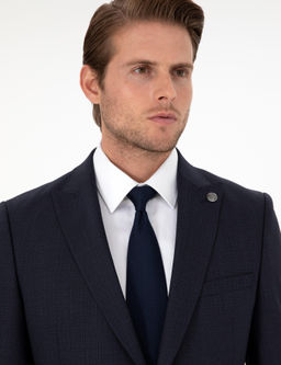 Lacivert Ex. Slim Fit _izgili Y_nl_ Tak_m Elbise