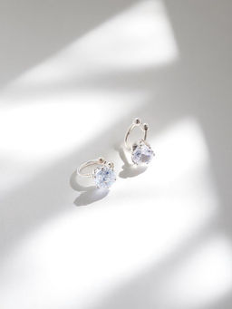 Цена за 2 шт. Серьги Каффы набор 2 шт., стразик, белые в серебре - Qf фото 6