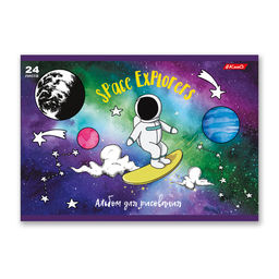 Светоч 24АЛСК4_3_3_9 Альбом для рисования, глянц.ламинация, 100 г/м2 A4 29 х 20.5 см 24 л. 5 шт. на скобе 000203 Космос  фото 6