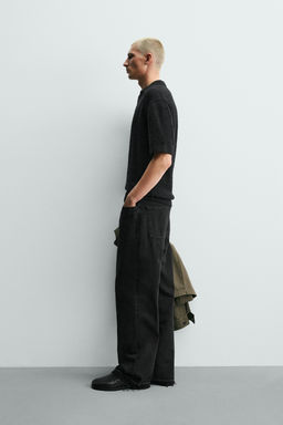 POLO PUNTO RELAXED FIT TEXTURA / Negro - Zara фото 4
