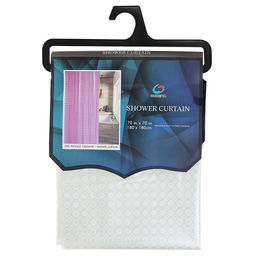 Штора для ванной EVA 180х180см ЗD рельеф Горохи белый, 12 колец, в пакете (Китай)