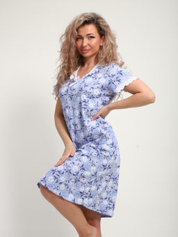 М431 Сорочка Зефирка(цветы на сиреневом)