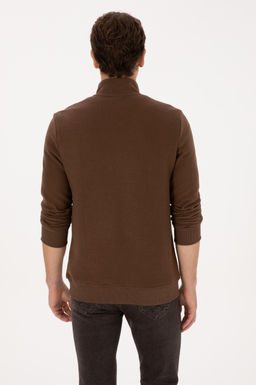 Erkek Regular Fit Yar_m Fermuarl_ Kahverengi Basic Sweatshirt - U.s. polo assn фото 5