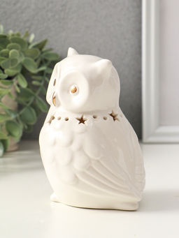 Сувенир керамика свет "Филин с ожерельем из звёзд" белый 9х6,5х13 см
