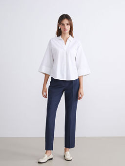 Y?ksek Bel Cigarette Pileli Kad?n Pantolon