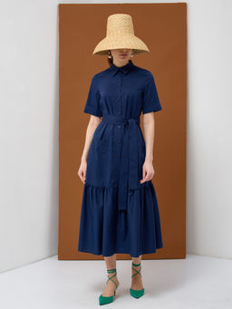 Платье хлопок OD-791-3 темно-синее OD-791-3