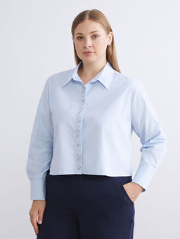 Parlak Ta?l? Oversize Poplin Kad?n G?mlek