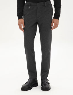 Antrasit Slim Fit Flanel Dokulu Kuma_ Pantolon