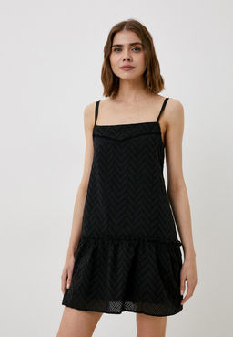 Платье из хлопковой ткани с перфорированным зигзагообразным узором