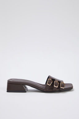 Trendyol Shoes Kahverengi Gold Tokal? Blok Topuk Kad?n Topuklu Terlik TAKSS25TO00036 - Trendyolmilla фото 11