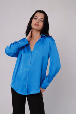 Рубашка шёлковая голубая - Martichelli фото 22