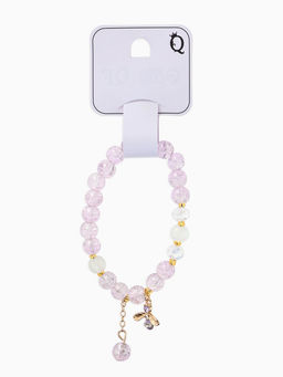 Браслет с подвесками "Сахарный" пчёлка, шар №8, цвет светло-фиолетовый в золоте