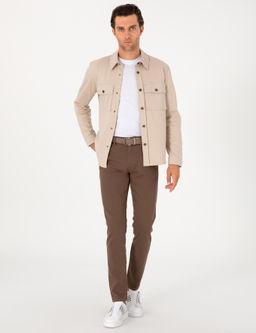 Kahverengi Slim Fit Kanvas Pantolon - Cacharel фото 3