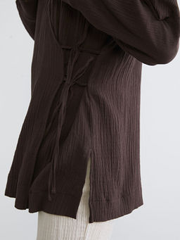 Kruvaze Yaka Dokulu Kad?n M?slin Kimono