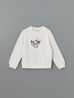Bisiklet Yaka Hello Kitty Bask?l? K?z ?ocuk Sweatshirt