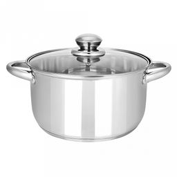 Кастрюля из нержавеющей стали "Greta" 1,0л, д11,3см, h7,5см, s0,4см, дно s1,3см, стеклянная крышка, цветная коробка, "Appetite" (Китай)