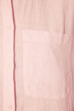 Pembe %100 Keten Oversize Gomlek TWOSS23GO00443