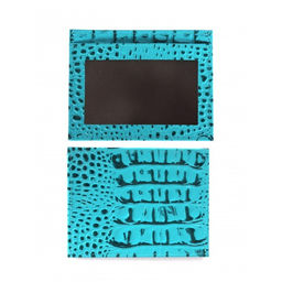 Обложка пропуск/карточка/проездной Croco-В-223 натуральная кожа бирюза кайман (72) 264598