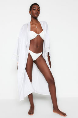 Ekru Kusakl? Dokuma Serit Aksesuarl? Midi Plaj Kimono&Kaftan TBESS21KM0008 - Trendyolmilla фото 2
