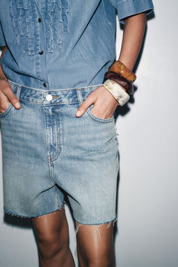 ZW COLLECTION MID-WAIST DENIM SHORTS - Zara фото 4