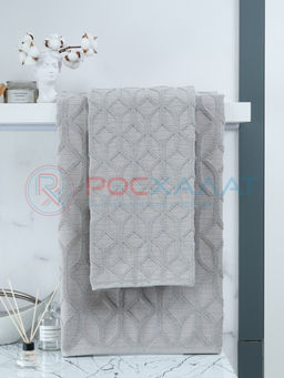 Махровое полотенце жаккардовое Полоса Ария льняной ПМА-6595 (299) 70х140