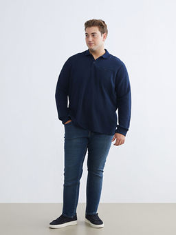 B?y?k Beden Polo Yaka Erkek Sweatshirt