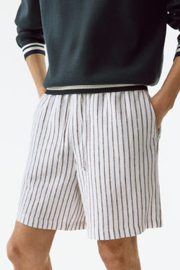 Pantal?n corto en mezcla de lino Relaxed Fit - H&m фото 9