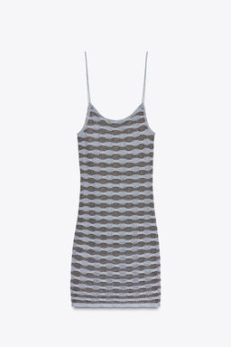 STRIPED METALLIC THREAD DRESS - Zara фото 7