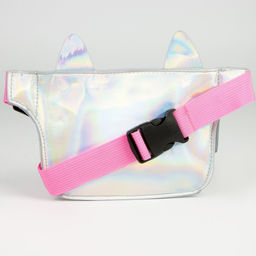 Сумка детская поясная Кошечка на молнии, цвет серебристый - NAZAMOK KIDS фото 4