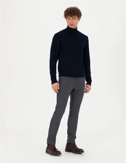 Lacivert Slim Fit Bal_k__ Yaka Y_n Kar___ml_ Basic Triko Kazak - Pierre cardin фото 4