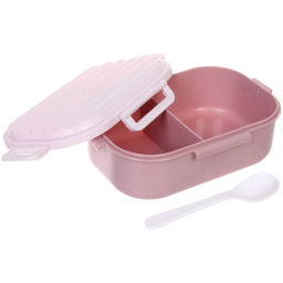 Ланч-бокс пластиковый "SEGRETO" (2отделения с ложкой) 20*14*7см пыльная роза
