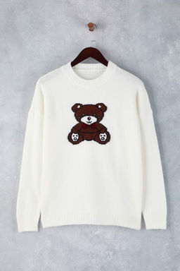 Ekru Ay?c?k Nak?sl? Bisiklet Yaka Triko Kazak TWOAW26KZ00267 - Trendyolmilla фото 5