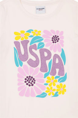 Футболка цвета экрю для девочек с круглым вырезом Неожиданная скидка в корзине - U.s. polo assn фото 4