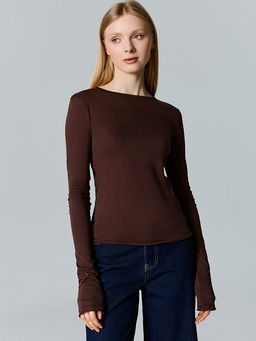 Лонгслив женский коричневый