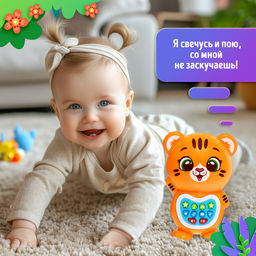 Музыкальная игрушка Любимый дружок: Тигрёнок, звук, свет, цвет оранжевый - Zabiaka фото 6