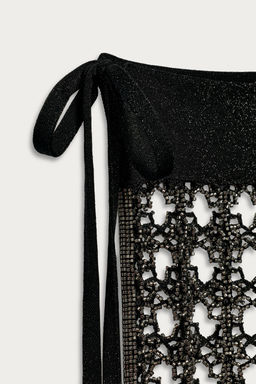 PAREO CALADOS ABALORIOS FLECOS MARISA BERENSON X ZARA / Negro  фото 3