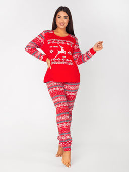 Пижама женская кулирка с брюками "ЛАПЛАНДИЯ" КРАСНЫЙ