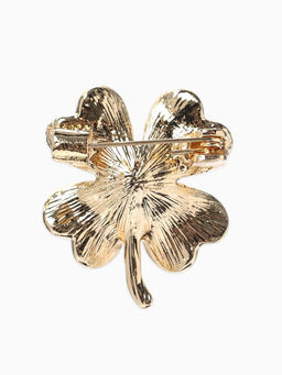 Брошь «Клевер» матовая, цвет белый в золоте