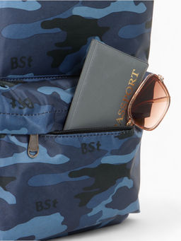 Рюкзак школьный на молнии, с карманами, с принтом, размер 30?13?42 см, тёмно-синий/чёрный