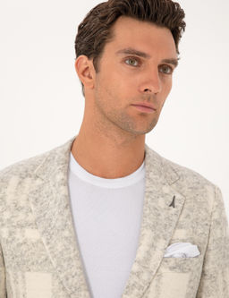 Beyaz Slim Fit Y_n Kar___ml_ Flanel Ceket - Cacharel фото 2